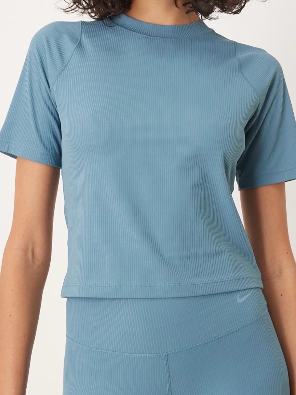 Nike Training Zenvy Blue Ribbed Short Sleeve Top - NWT - Size XL